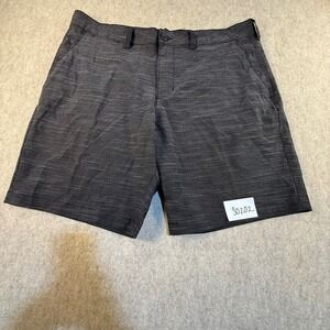George Mens Stretch Flat Front Shorts Charcoal Grey Space Dye Size L 36-38